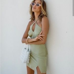 Princess Polly Green Halter Tie Dress